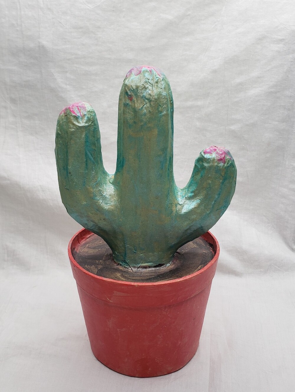Paper Mache Potted Cactus 5 X 4.5 Inches